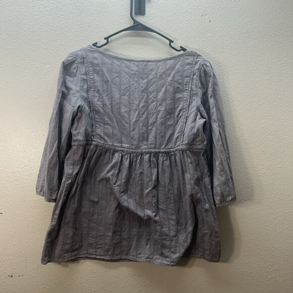 Y2K VTG Mossimo Supply Co Babydoll Top Gray Empire Waist Peplum SZ S Long Sleeve - Picture 3 of 4